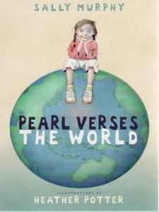 Cover of the book Pearl Verses the World with a painting of a girl sitting on the globe of earth