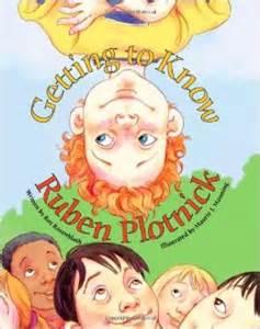 Front cover of the book Getting to Know Ruben Plotnick showing children looking up at a red-headed child hanging upside down
