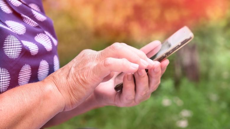 A woman using a smartphone