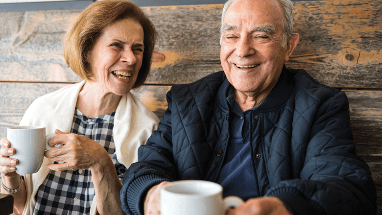 couple chatting and drinking tea