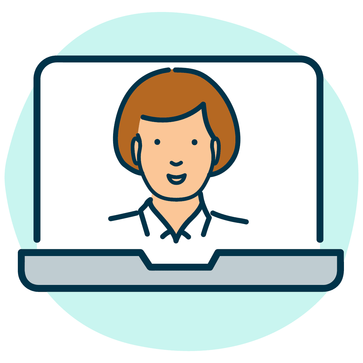 Woman on laptop screen