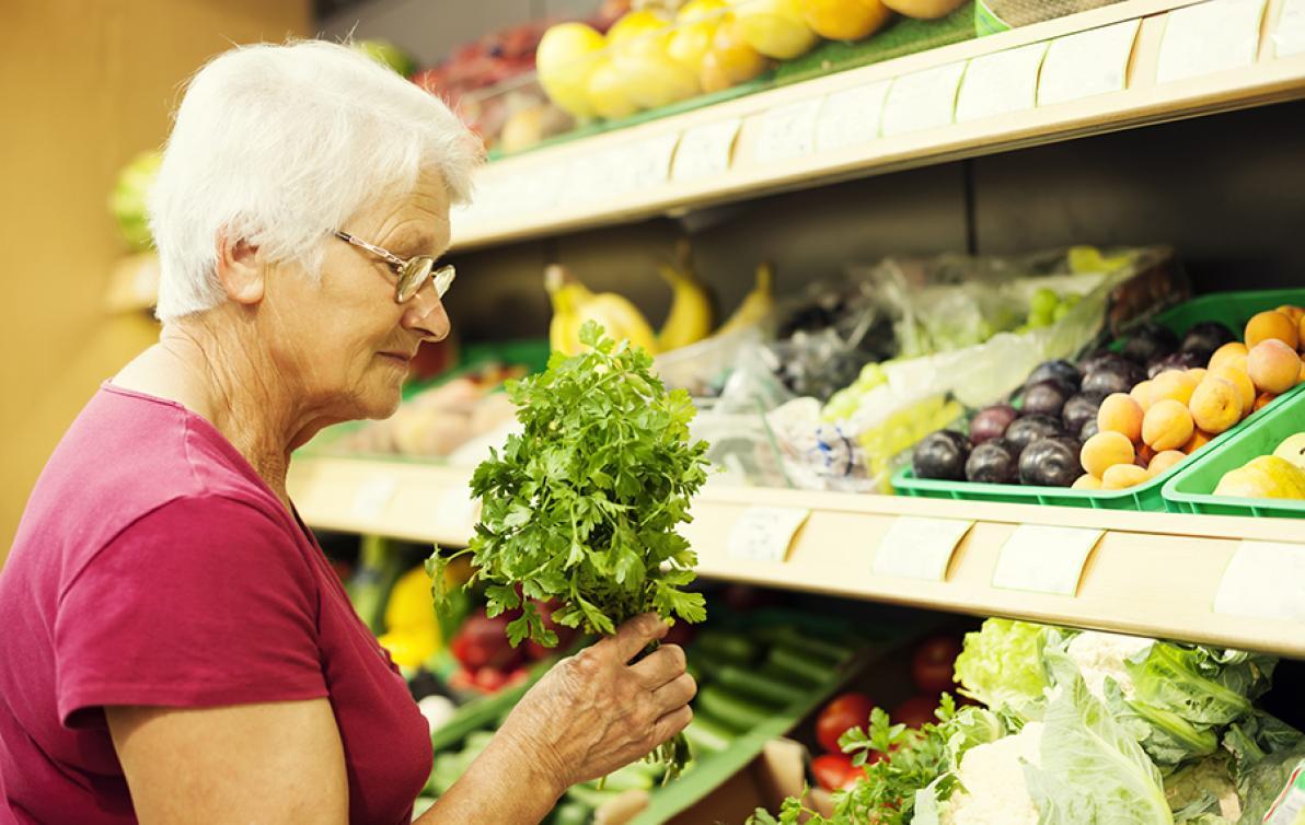 Elderly lady at the supermarket