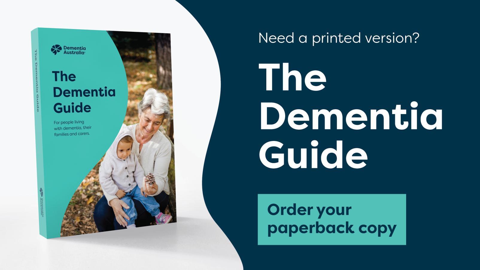 The Dementia Guide book cover, order a print copy.