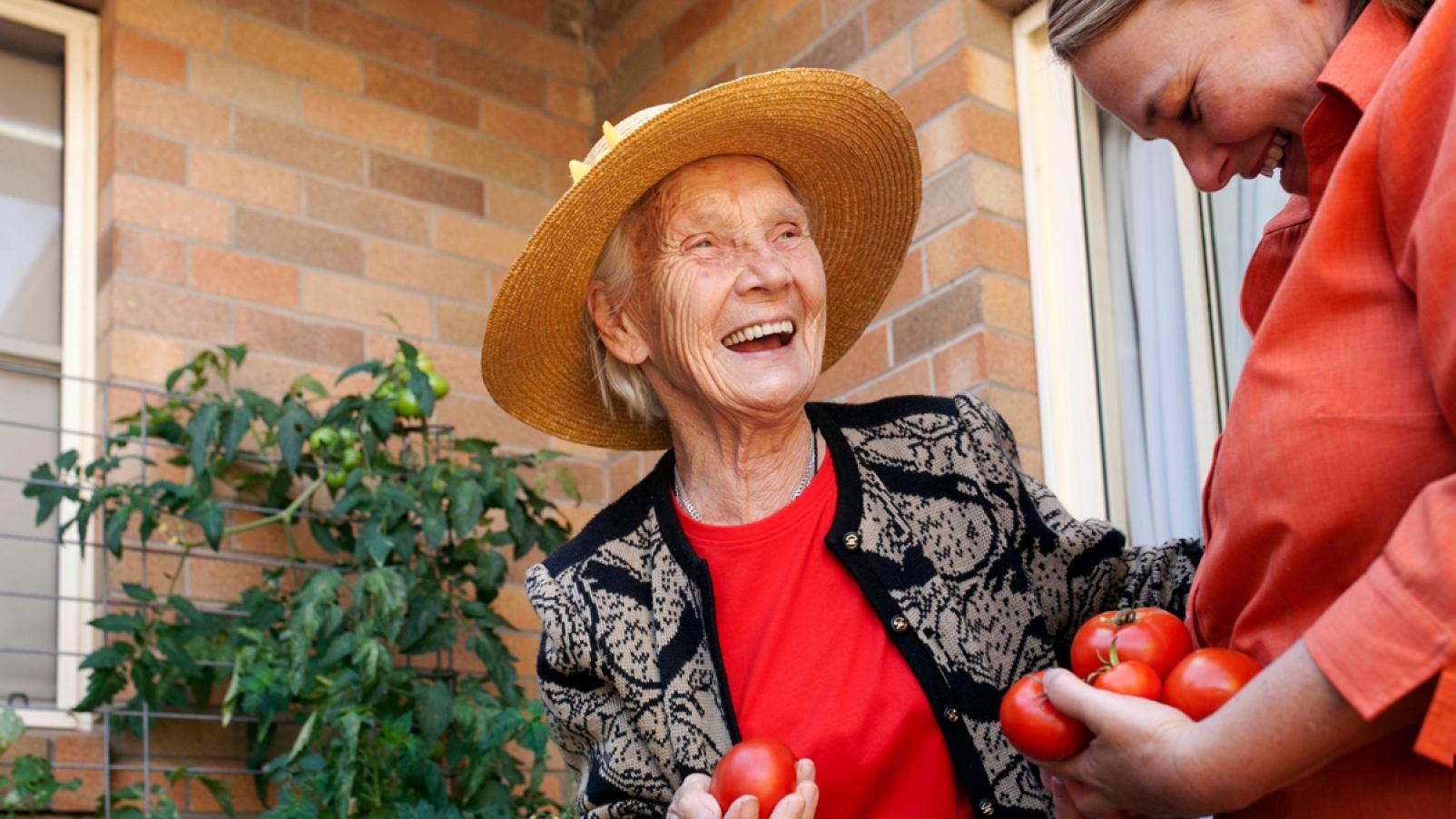 Elderly lady laughing