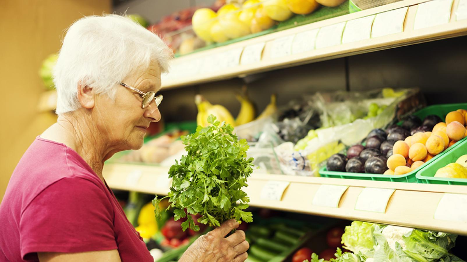 Elderly lady at the supermarket
