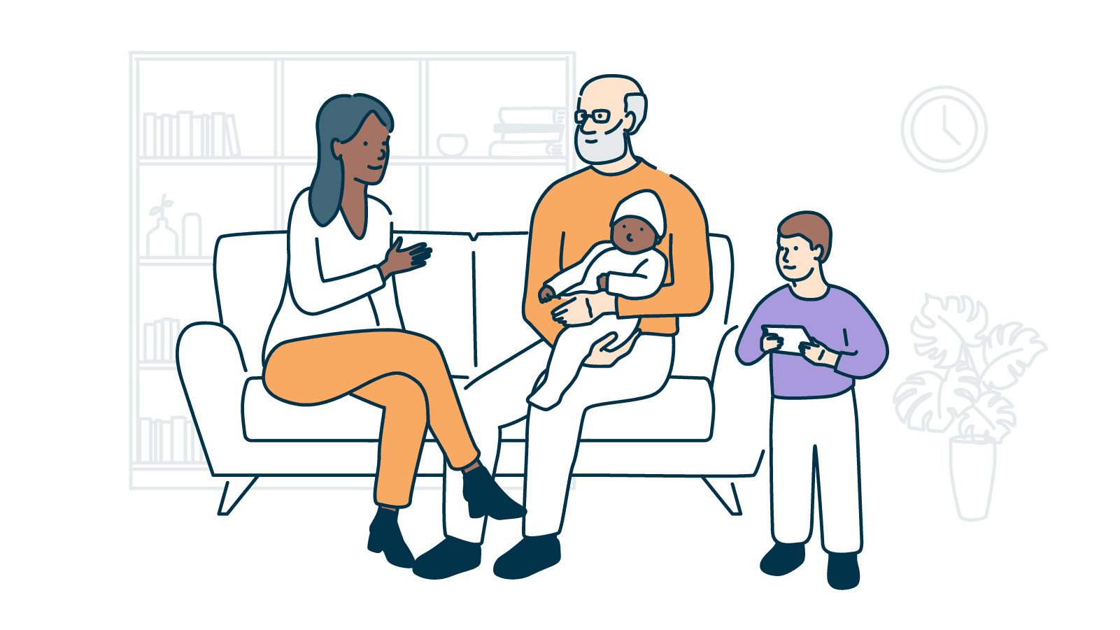 An illustration depicting a family with people of different ages