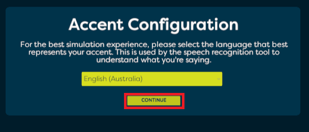 A screenshot of the "accent configuration" option in Talk with Ted.