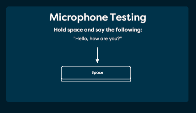 A screenshot of the microphone test option in Talk with Ted.