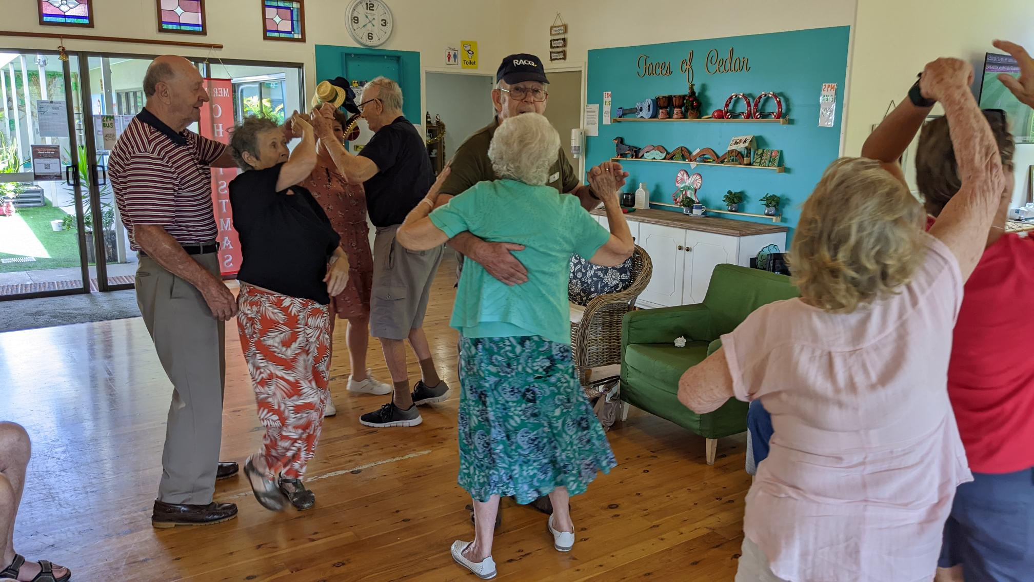 Clients dancing at Cedar House